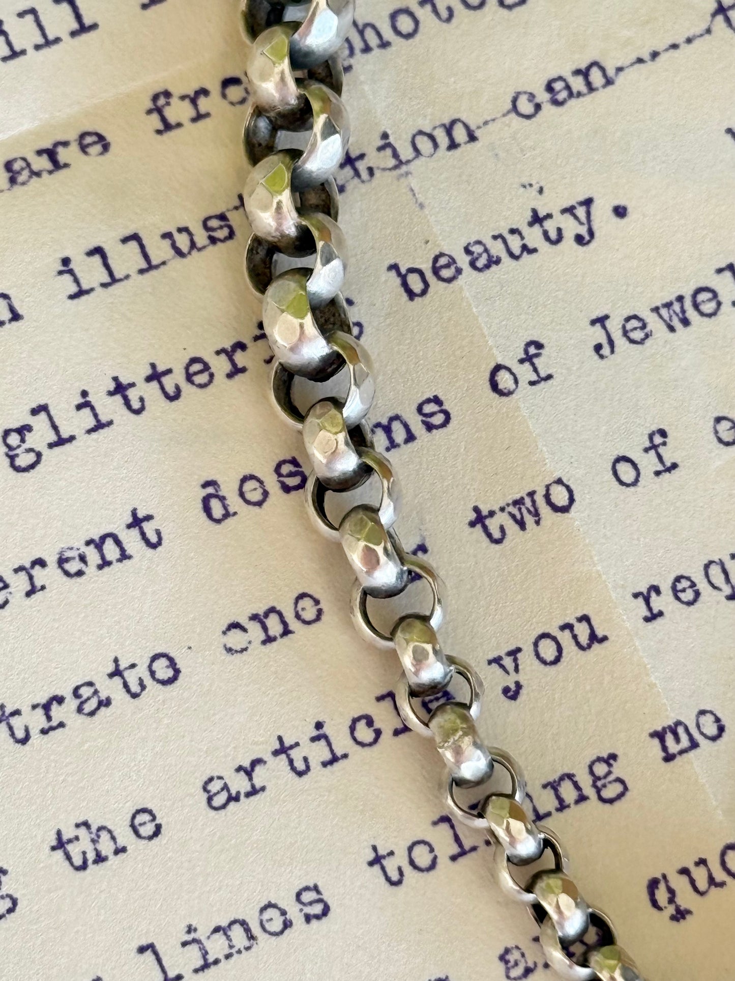 Antique Sterling Silver Graduated Faceted Belcher Fob Chain c1900