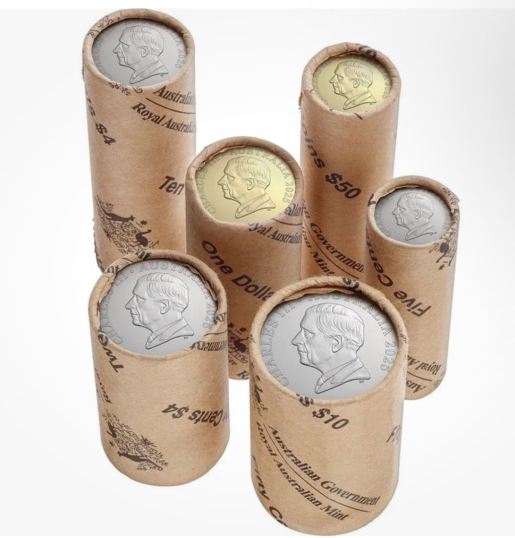 2024 - King Charles III Australian Standard Circulating Designs Australian Decimal Mint Six Roll Set