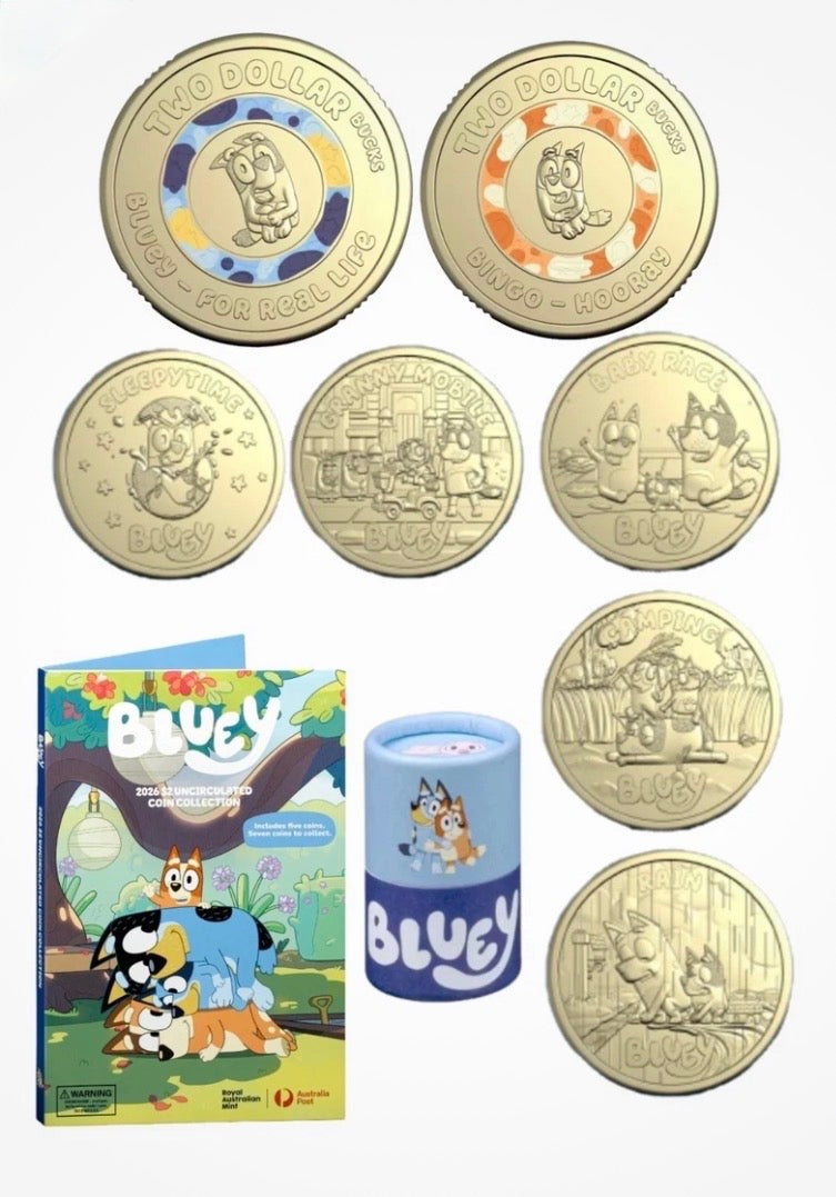 2026 Bluey & Bingo $2 Unopened Coin Roll, Collector Album & Till Change Coin Set | Royal Australian Mint
