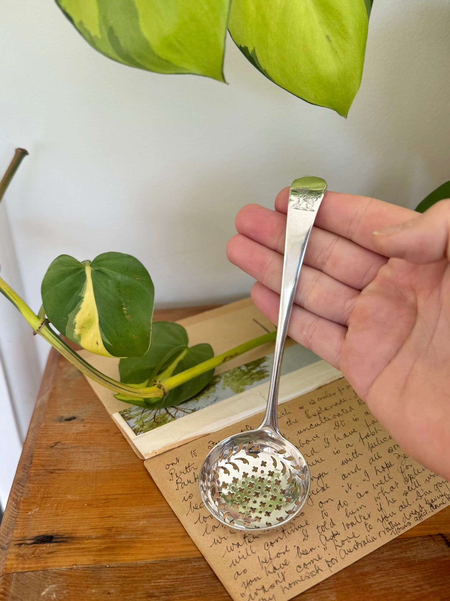 Georgian Sterling Silver Sugar Sifter Spoon with Heraldic Sea-Lion Crest – London 1785