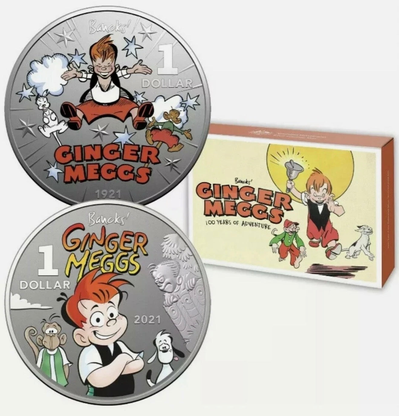 2021 Centenary of Ginger Meggs Coloured ½oz Silver $1 Two-Coin Set – Royal Australian Mint