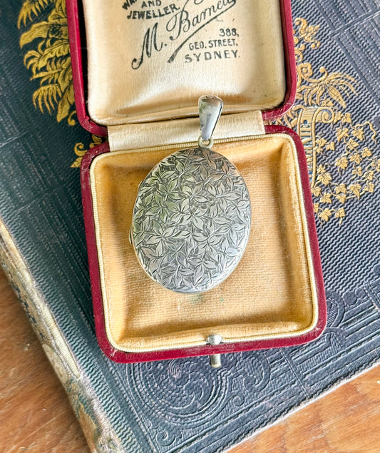 Large Victorian Floral Sterling Silver Locket | 1890’s Australian