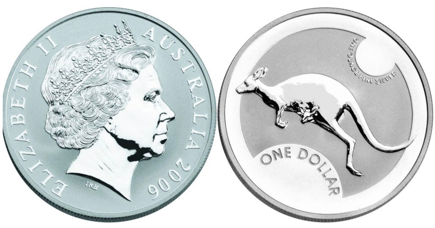 2006 Royal Australian Mint 1oz Silver Kangaroo Coin on Card