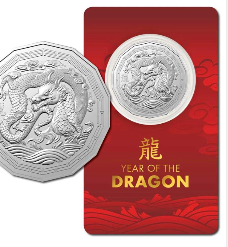 2024 Year of the Dragon 50 Cent Tetradecagon Coin on Card | Royal Australian Mint