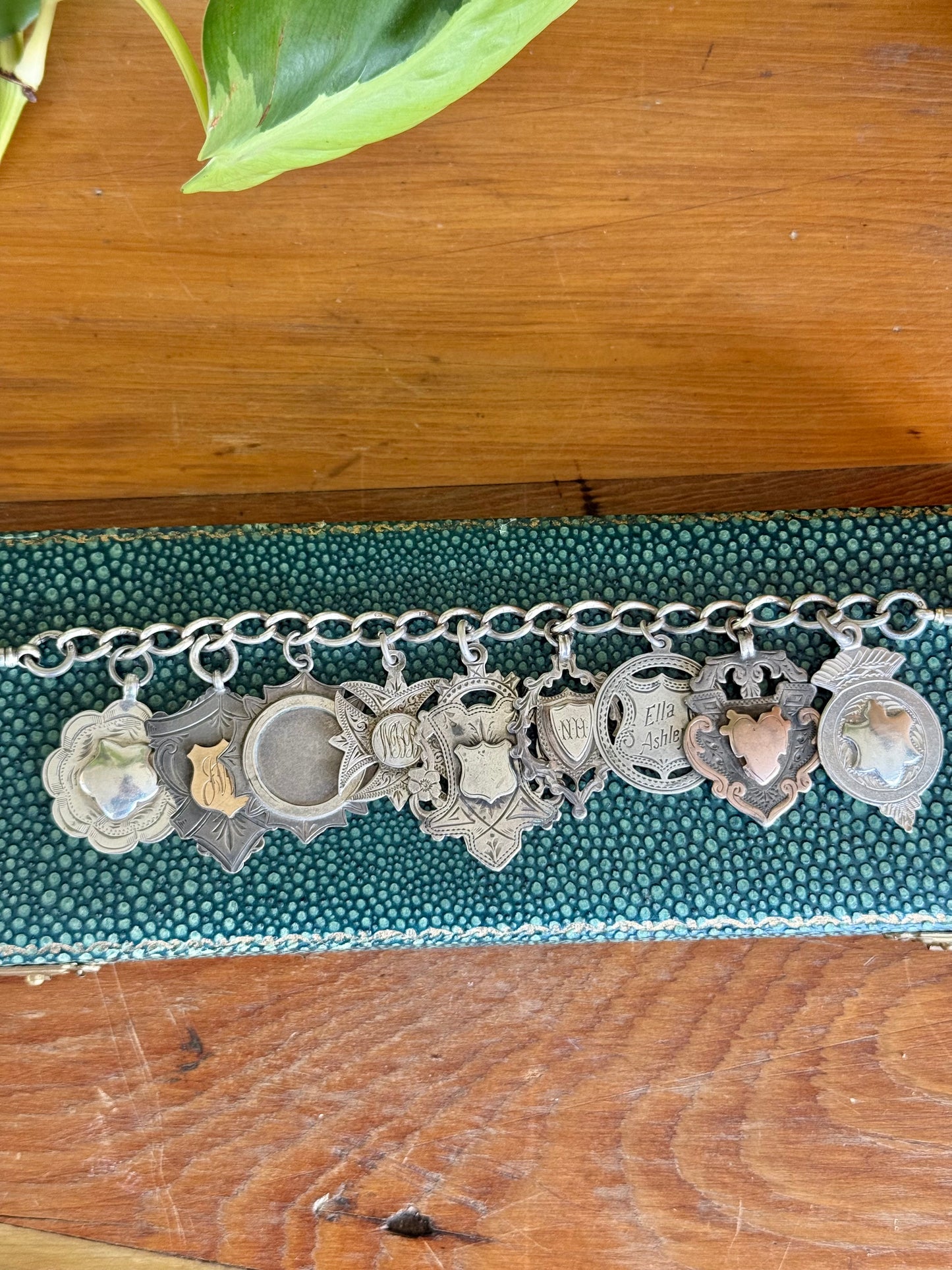 Sterling Silver Bracelet Featuring 9 Antique Hallmarked Fob Medals | Circa 1890 - 1920