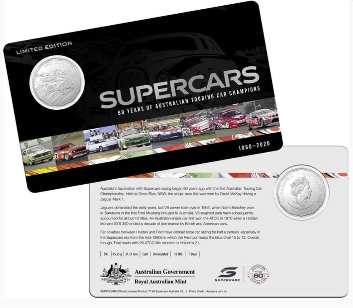 2020 Supercars 60 Years Nine-Coin 50 Cent Collection in Tin