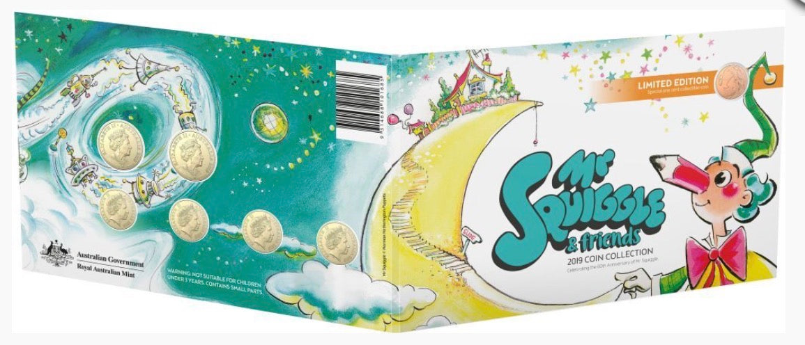 2019 Royal Australian Mint Mr. Squiggle 7 Coin Collection