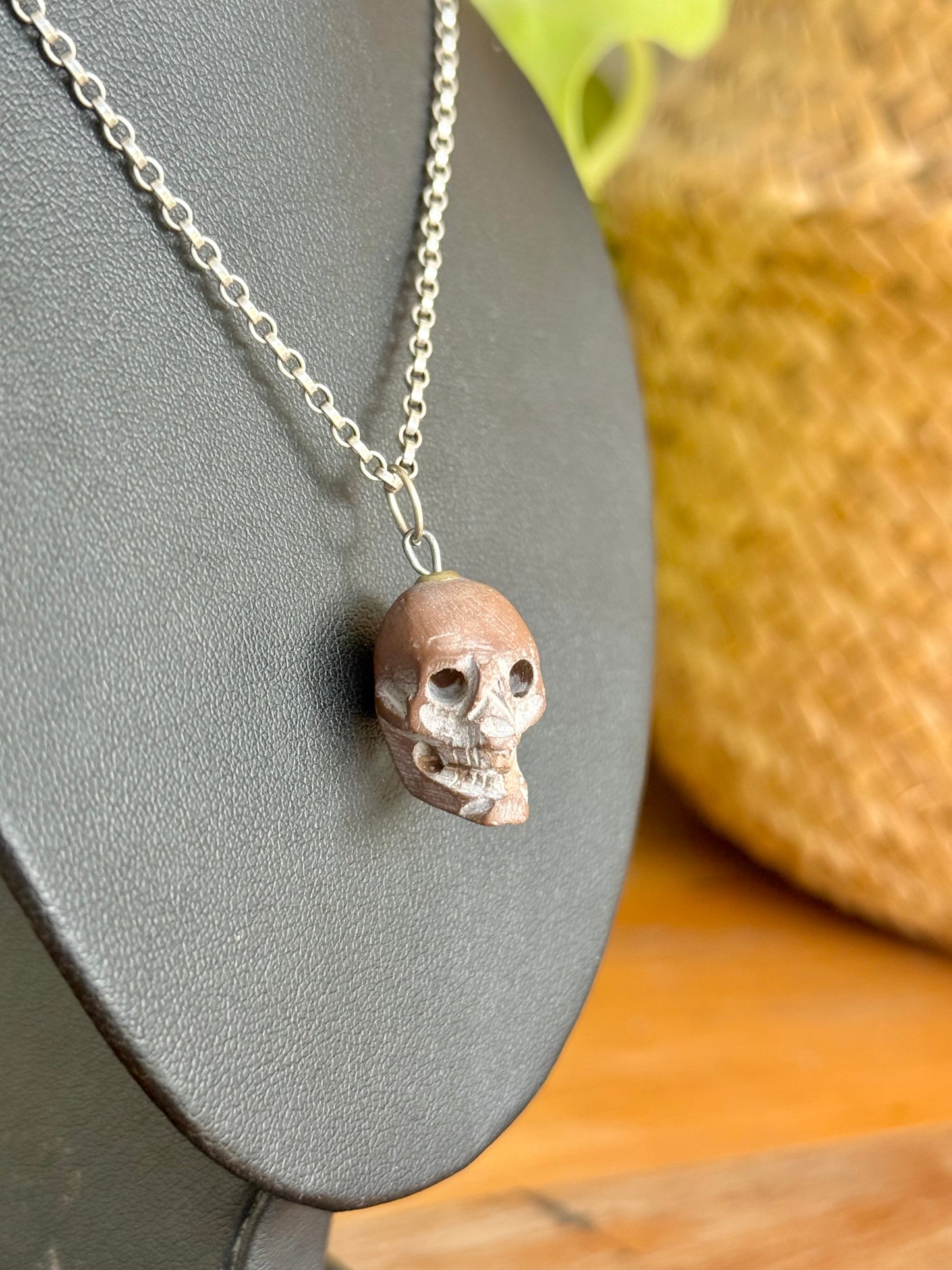 Antique Carved Stone Skull Pendant | Likely 1860’s Paris Exposition, Catacombs Souvenir, Memento Mori