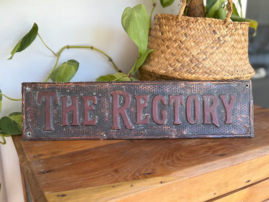 Antique Copper Rectory Dwelling Name Plate Sign – J. Niehuus & Co, c.1900s
