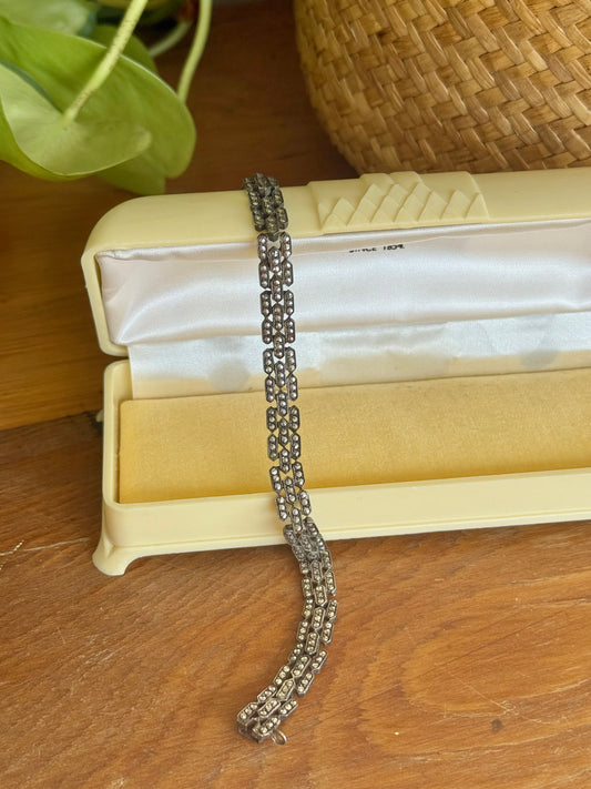 Vintage Marcasite Bracelet | Sterling Silver | Circa 1930s | 18 cm