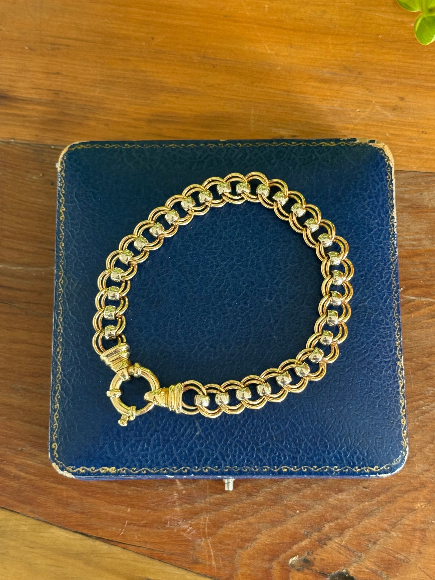 Heavy Solid 9ct Gold Bracelet | Two-Tone Fancy Link | Contemporary Design
