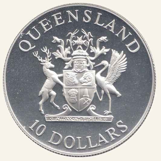 1989 Australian $10 Queensland Sterling Silver Coin