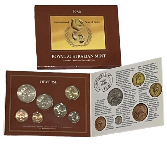 1986 Royal Australian Mint Uncirculated Coin Collection – International Year of Peace