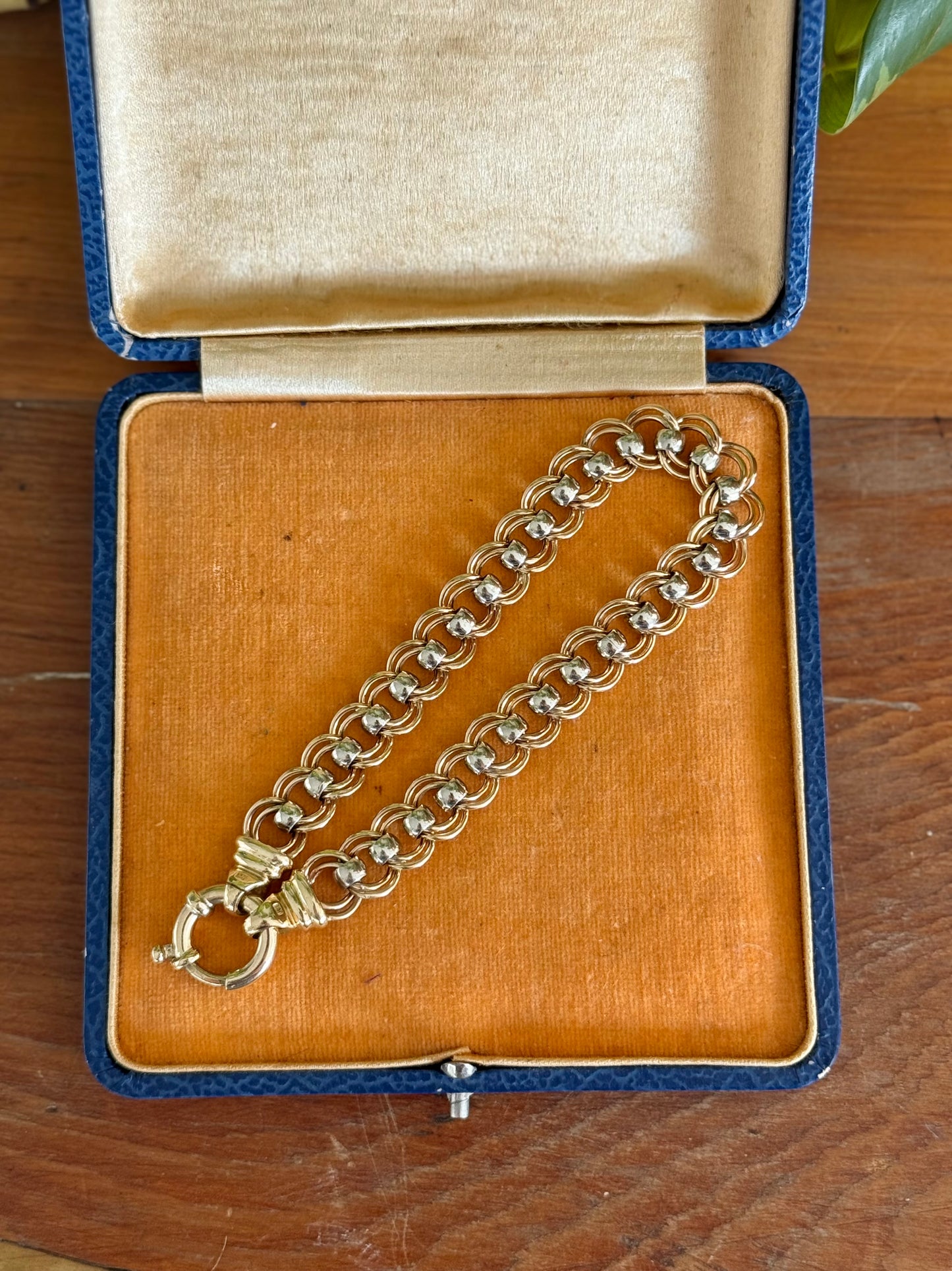 Heavy Solid 9ct Gold Bracelet | Two-Tone Fancy Link | Contemporary Design
