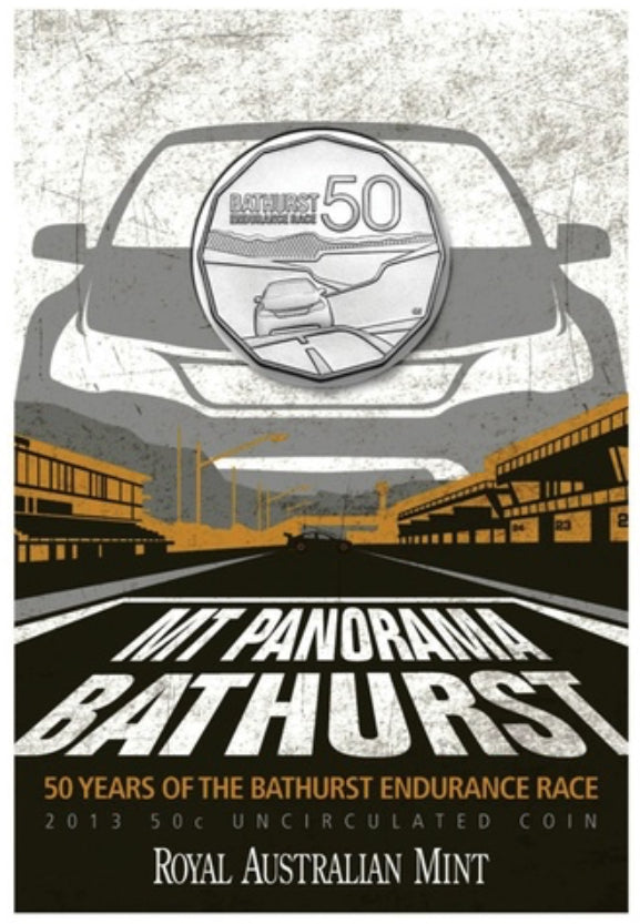 2013 Royal Australian Mint Mt Panorama Bathurst Endurance Race 50 Cent Uncirculated Coin on Card