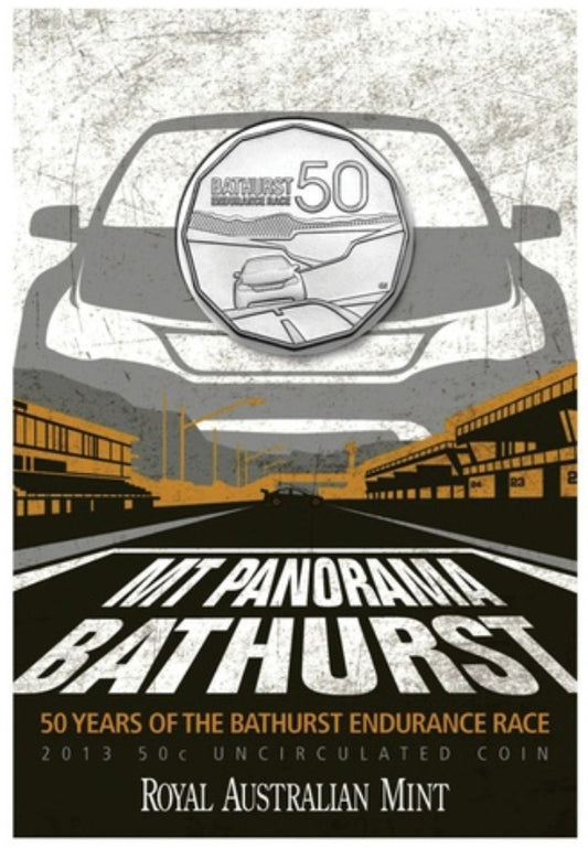 2013 Royal Australian Mint Mt Panorama Bathurst Endurance Race 50 Cent Uncirculated Coin on Card