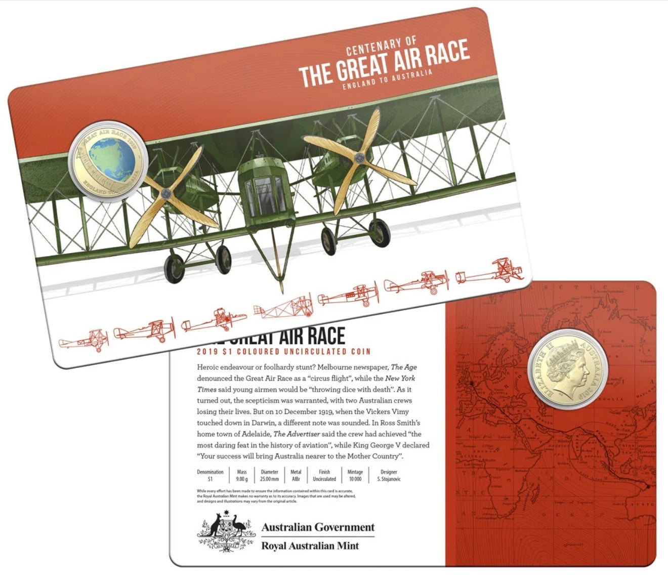 2019 England to Australia Great Air Race Eight-Coin Set