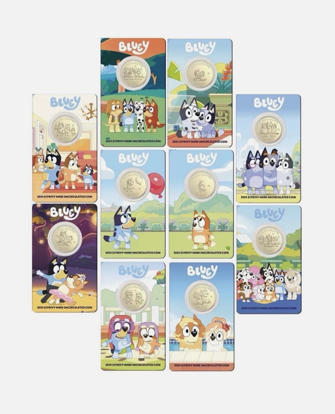 2024 Australia Post Bluey Privy Mark Complete 10 Coin Uncirculated Carded Set