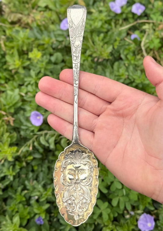 Hallmarked Silver 1798 - Jack the Green Repoussé Serving Spoon