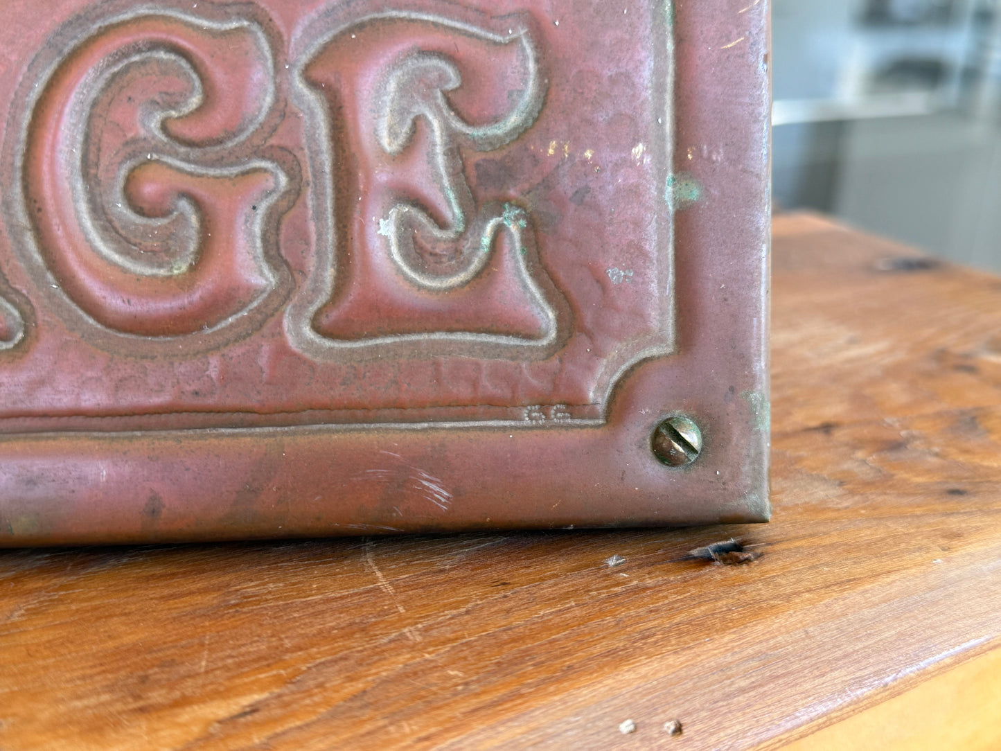 Vintage 1940s Copper House Name Plate Sign – “Wren Cottage” by G.G.