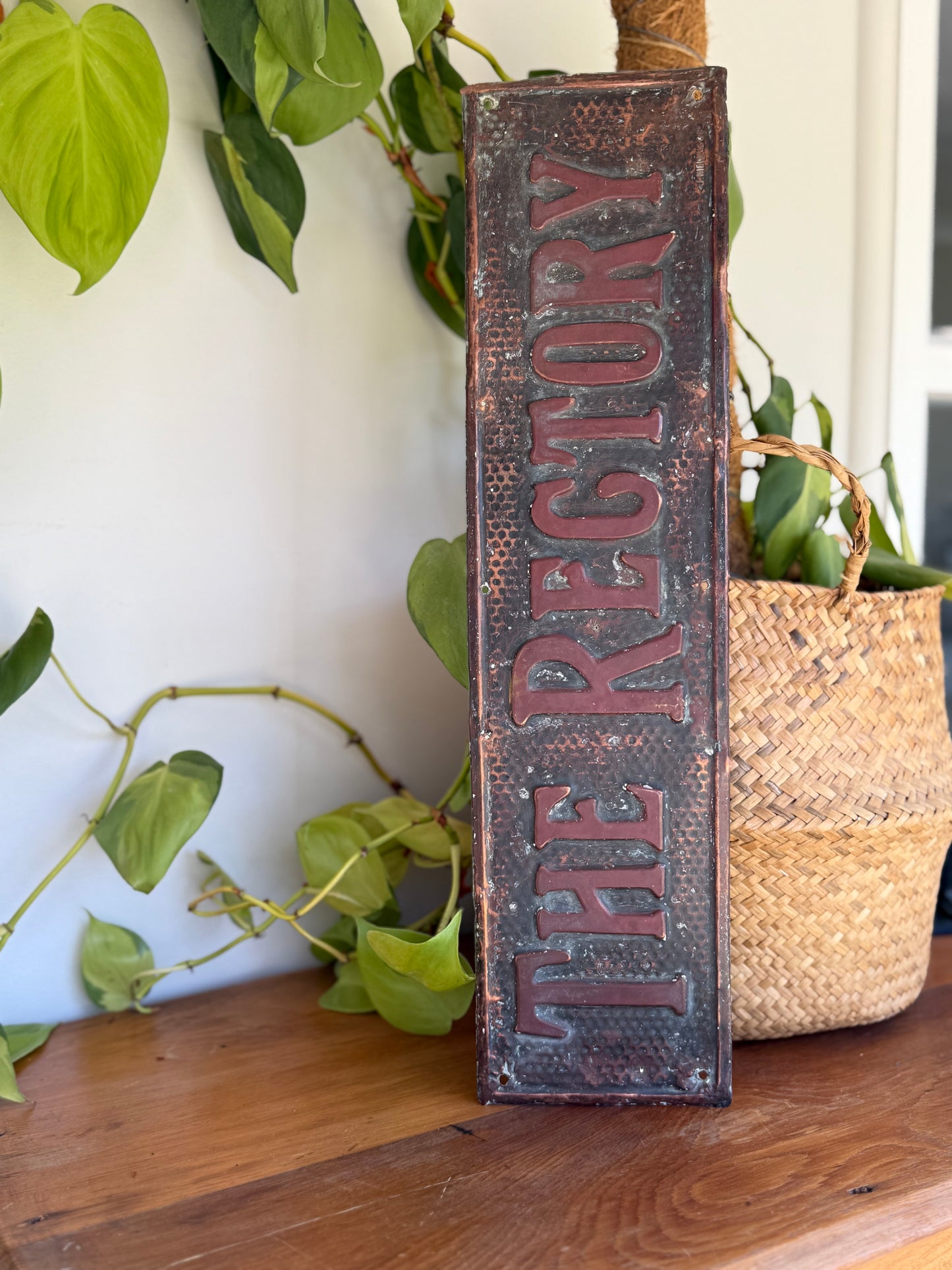 Antique Copper Rectory Dwelling Name Plate Sign – J. Niehuus & Co, c.1900s