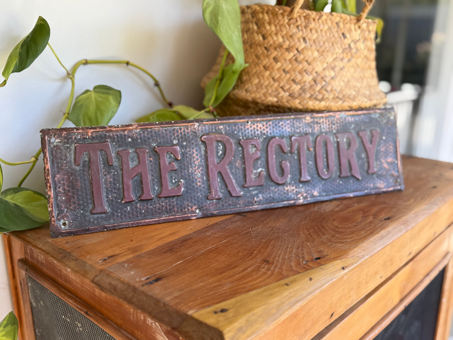 Antique Copper Rectory Dwelling Name Plate Sign – J. Niehuus & Co, c.1900s
