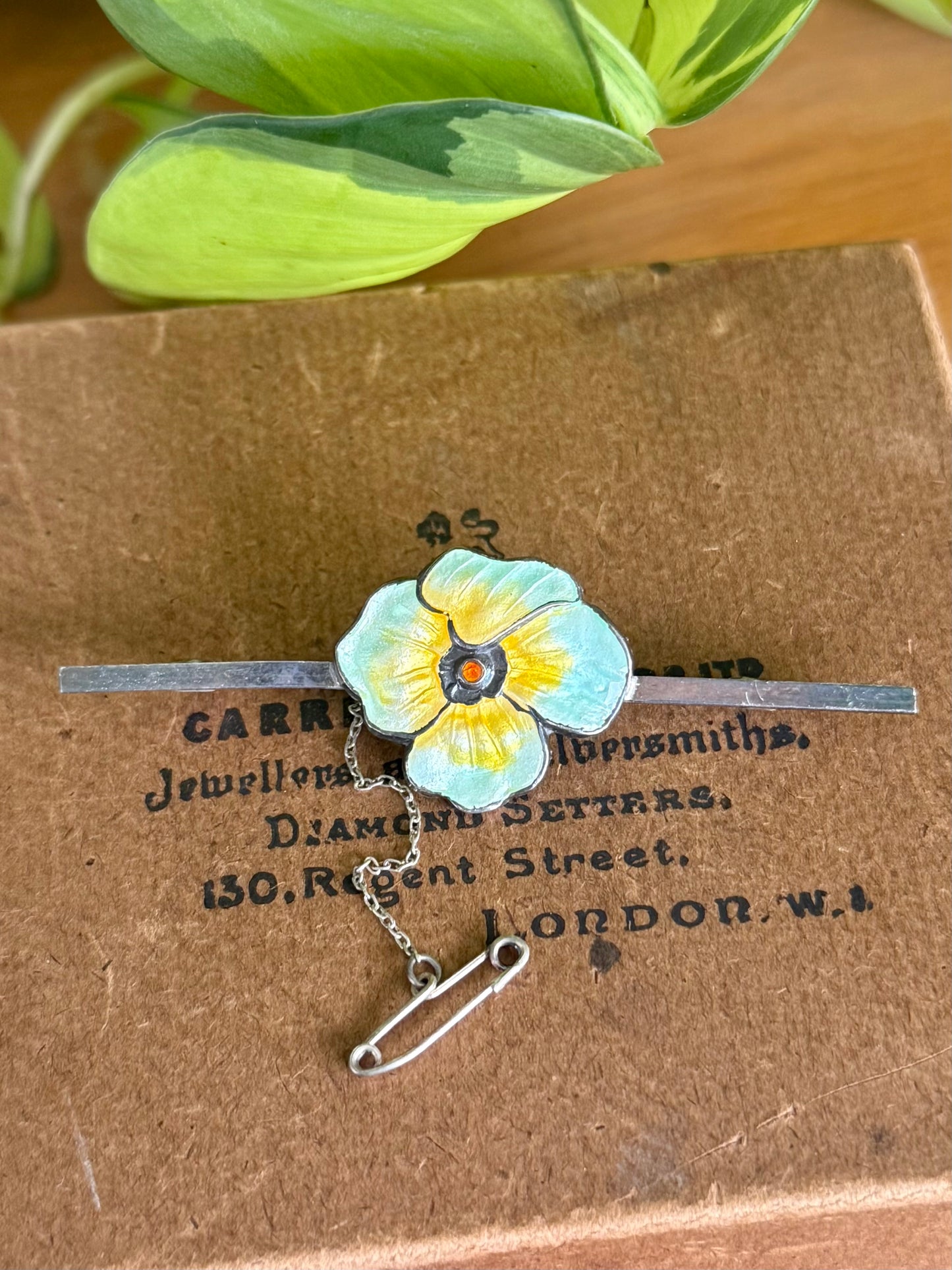 Circa 1900’s Sterling Silver Enamel Pansy Brooch | Edwardian Era | Excellent Condition