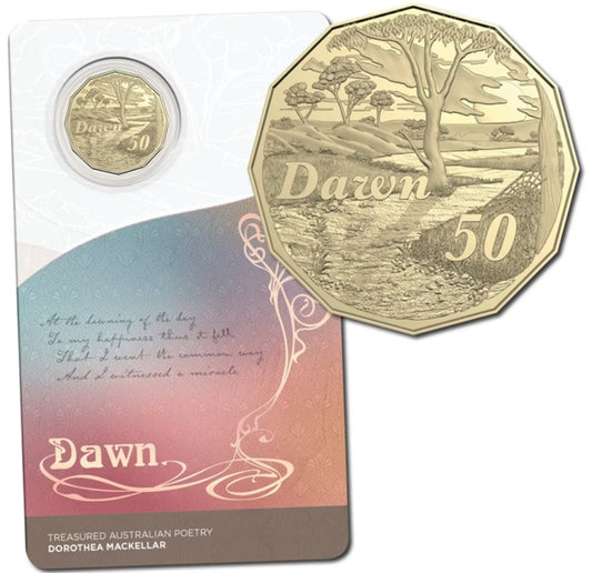 2025 Dorothea Mackellar – Dawn 50 Cent Coin on Card | Royal Australian Mint