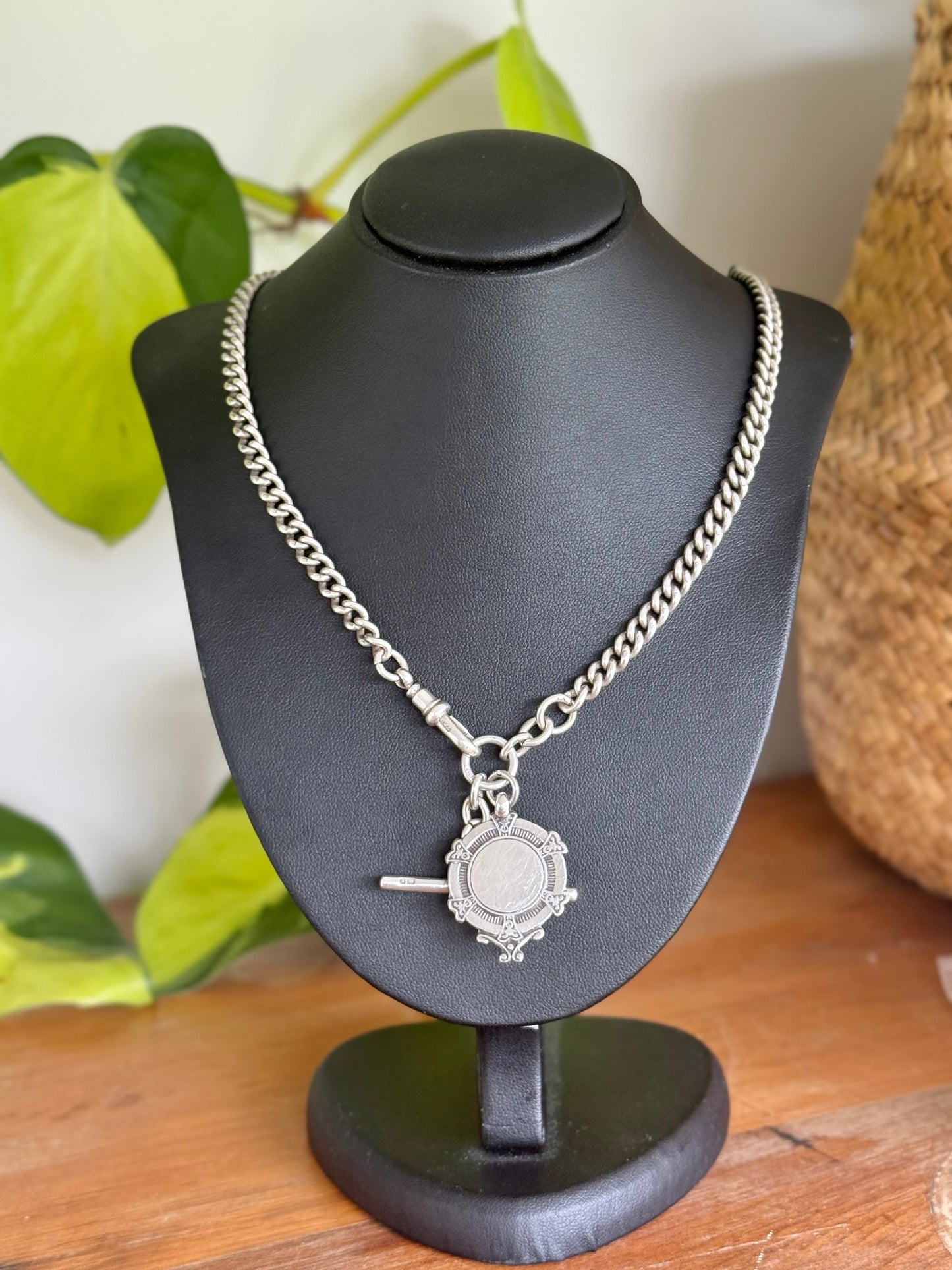 English Sterling Silver Fob Chain with Medal – Circa 1900s, Fully Hallmarked