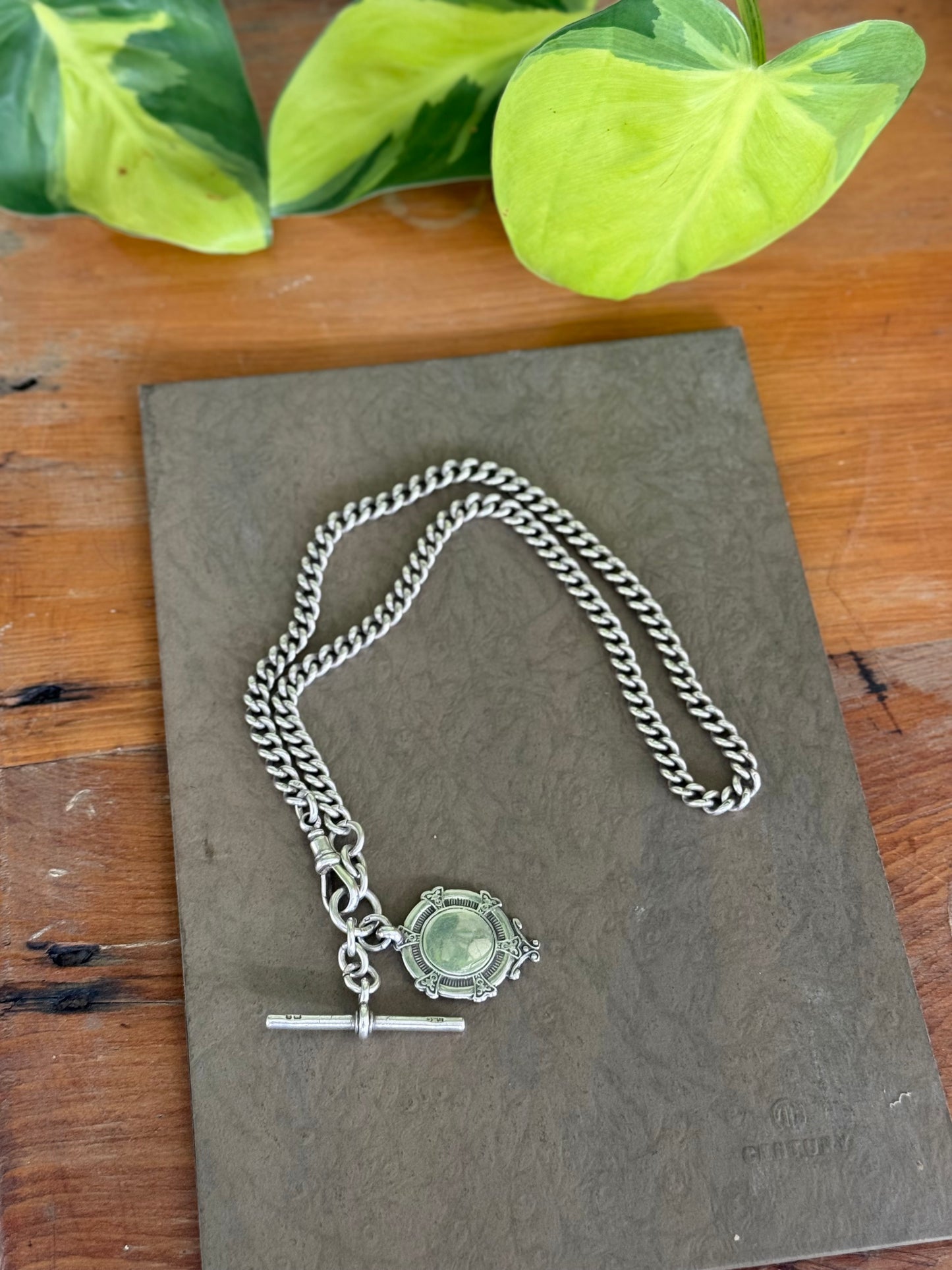 English Sterling Silver Fob Chain with Medal – Circa 1900s, Fully Hallmarked