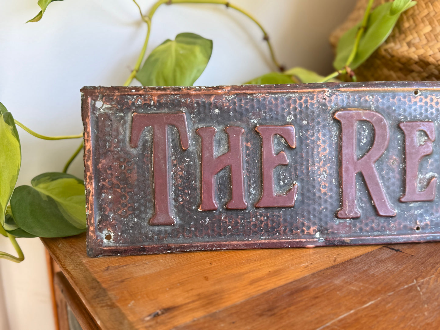 Antique Copper Rectory Dwelling Name Plate Sign – J. Niehuus & Co, c.1900s