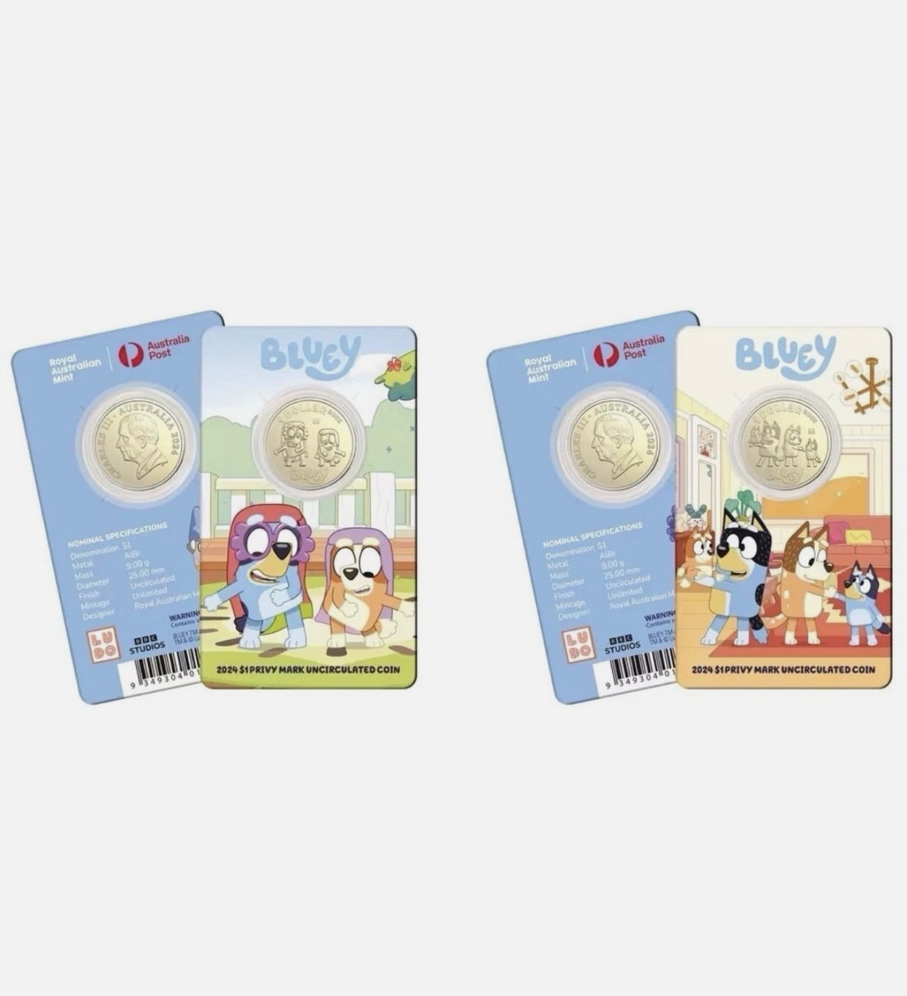 2024 Australia Post Bluey Privy Mark Complete 10 Coin Uncirculated Carded Set