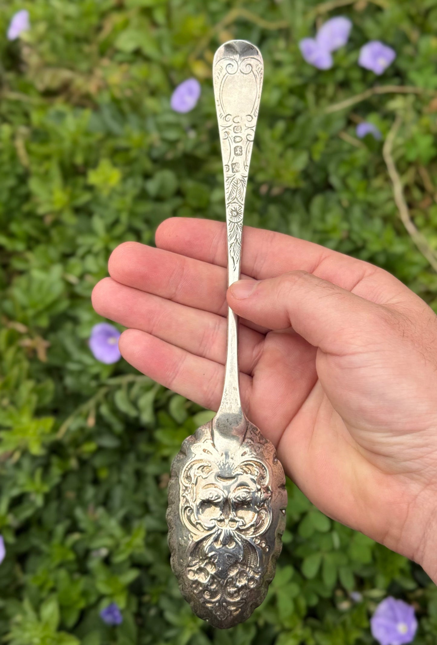 Hallmarked Silver 1798 - Jack the Green Repoussé Serving Spoon