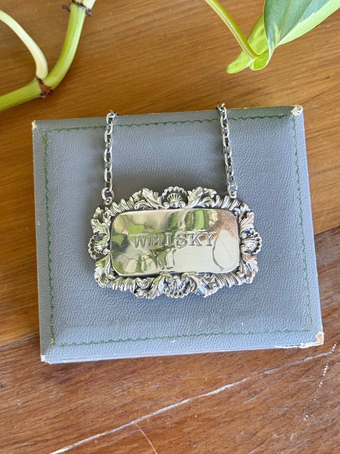 Hallmarked Silver Whiskey Bottle Tag | S J Rose & Son, London