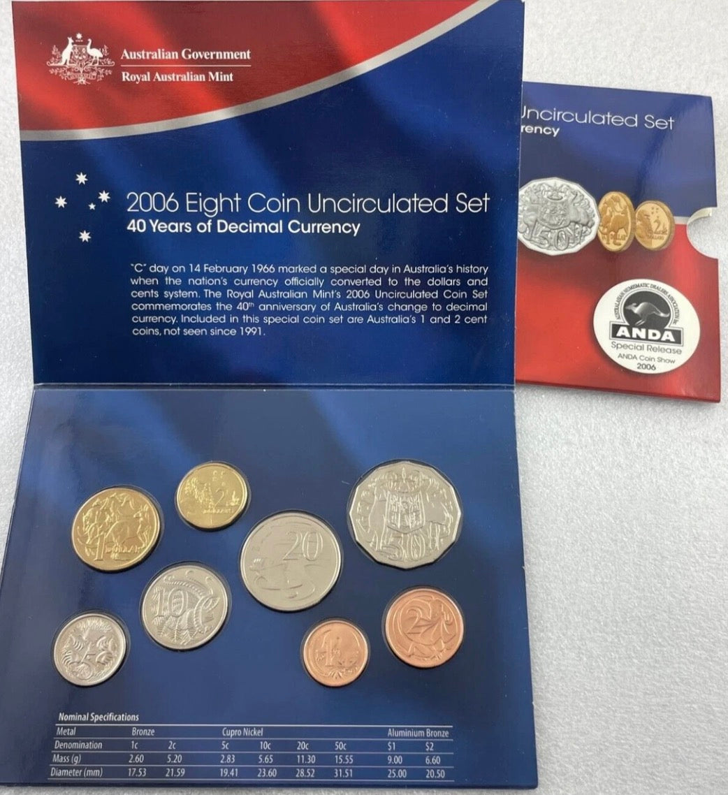 2006 Royal Australian Mint World Money Fair Special Release Uncirculated Six Coin Set – 40 Years of Decimal Currency