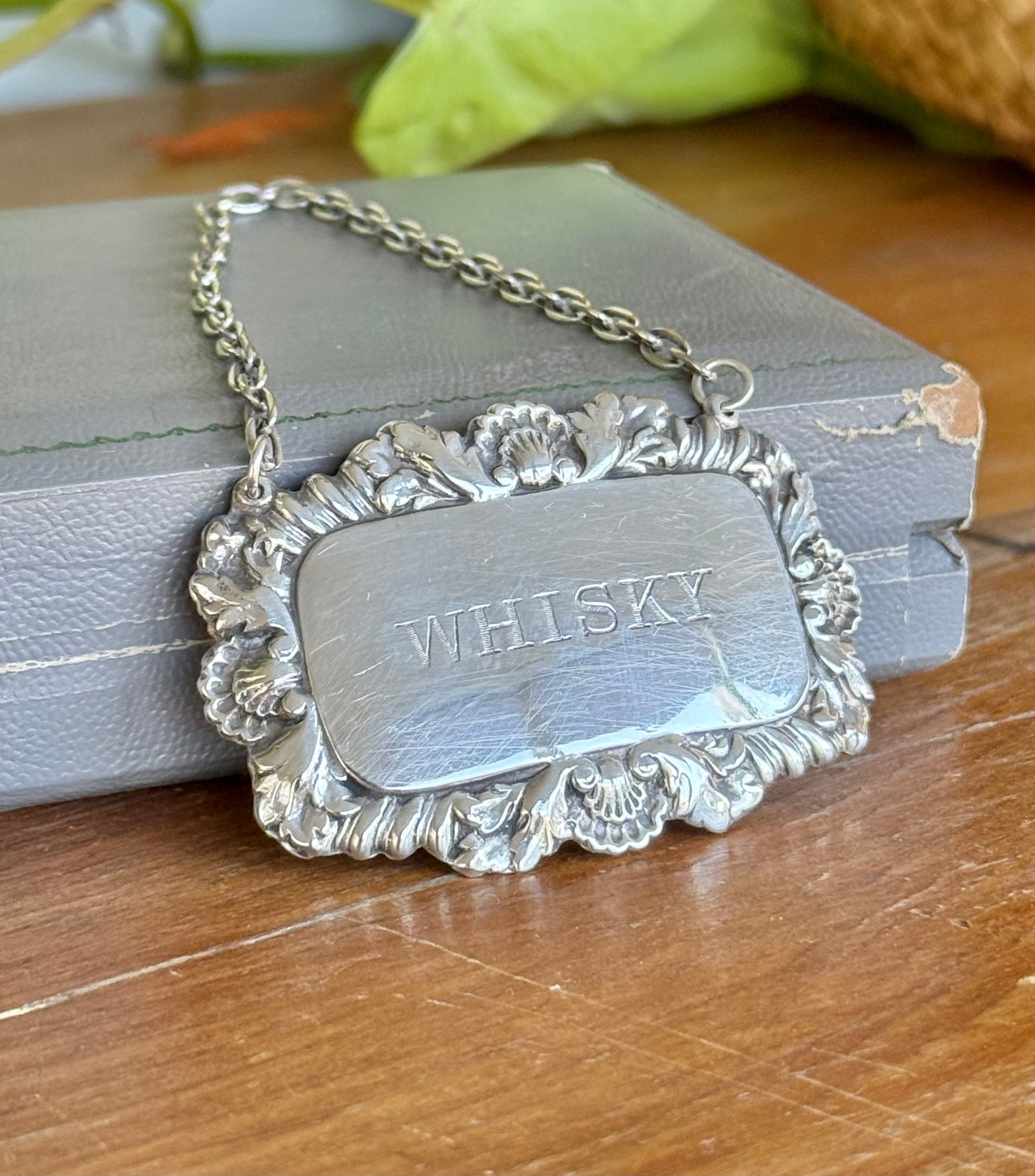 Hallmarked Silver Whiskey Bottle Tag | S J Rose & Son, London