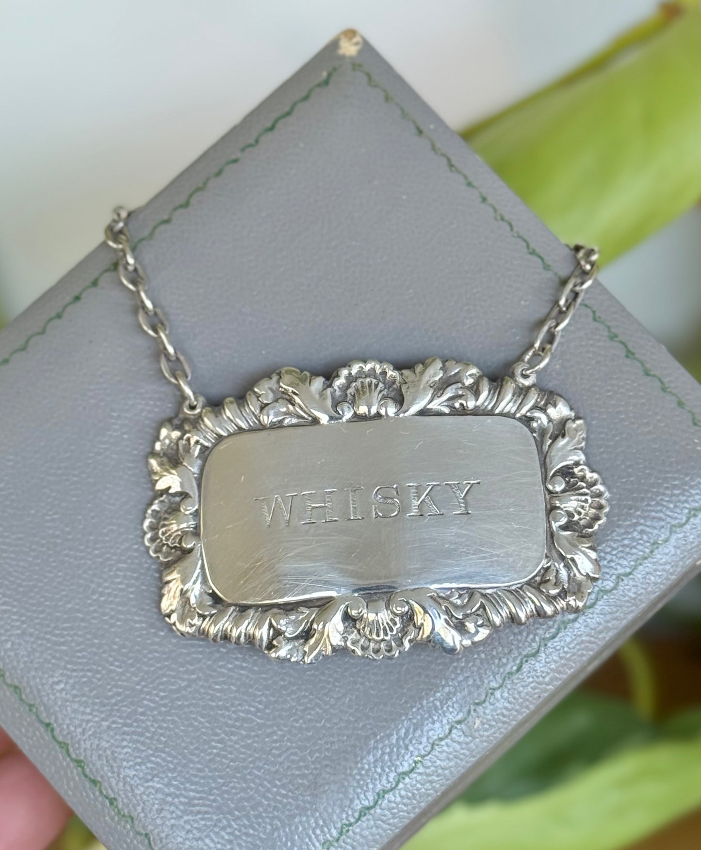 Hallmarked Silver Whiskey Bottle Tag | S J Rose & Son, London