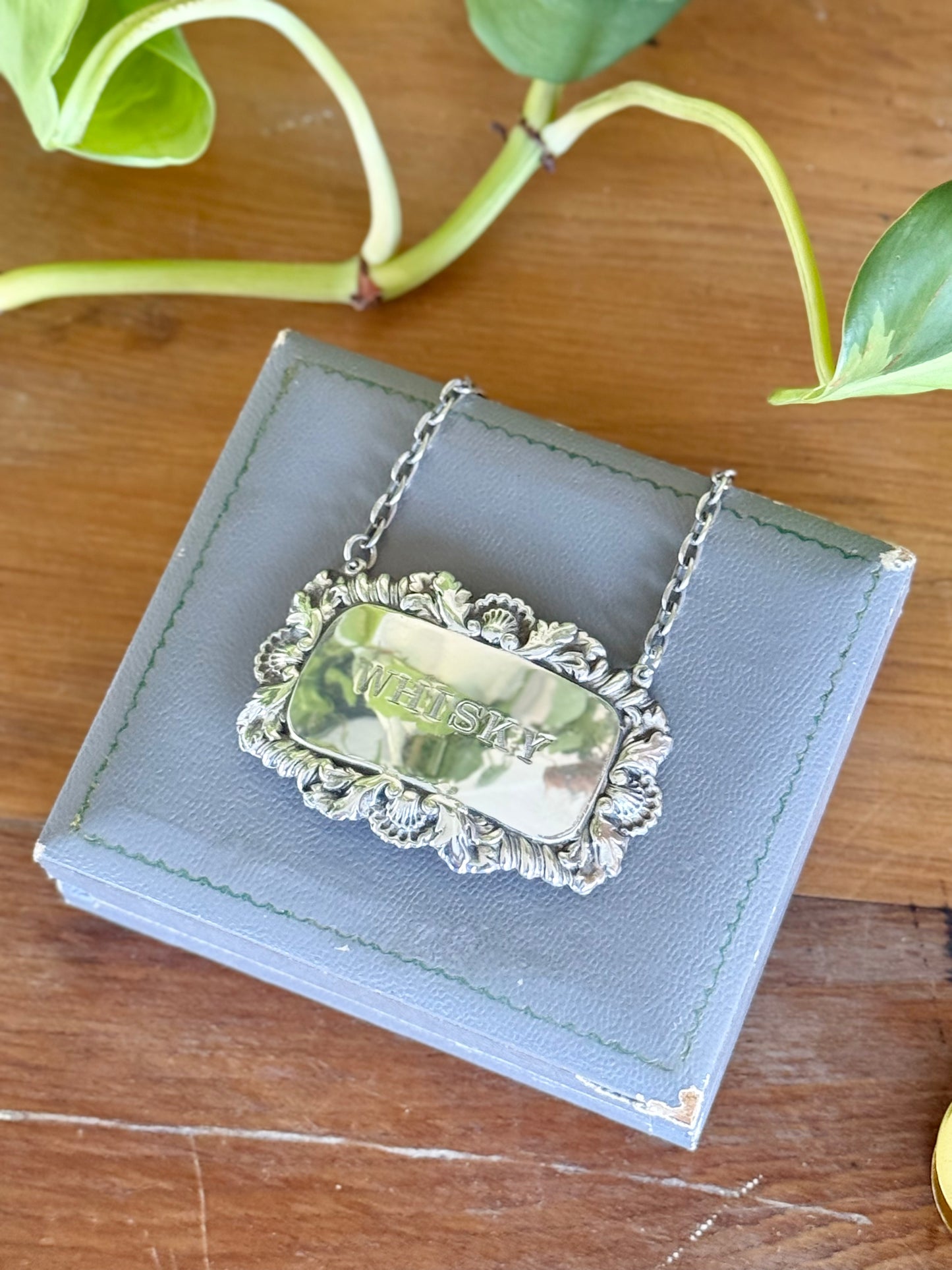 Hallmarked Silver Whiskey Bottle Tag | S J Rose & Son, London