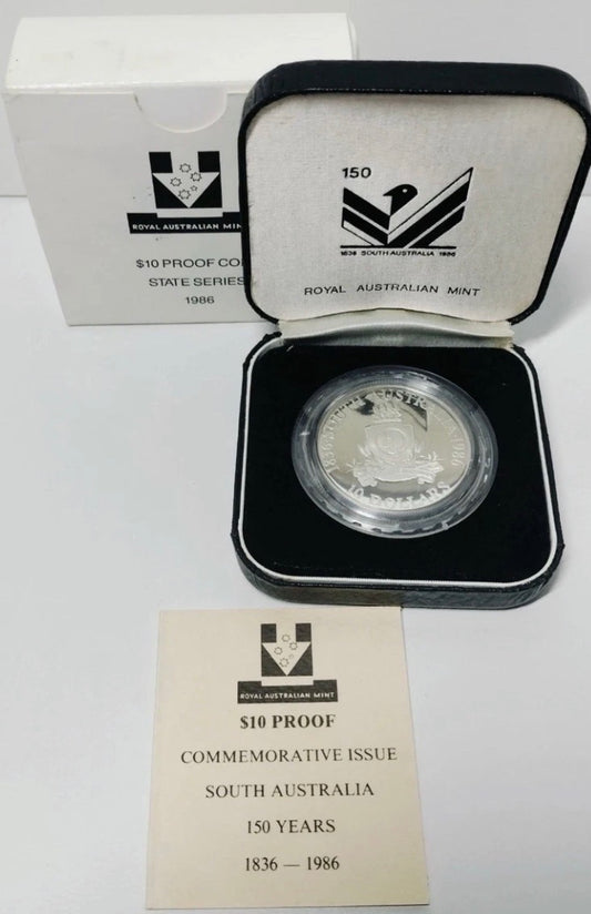 1986 Australian $10 South Australia State Series Sterling Silver Proof Coin