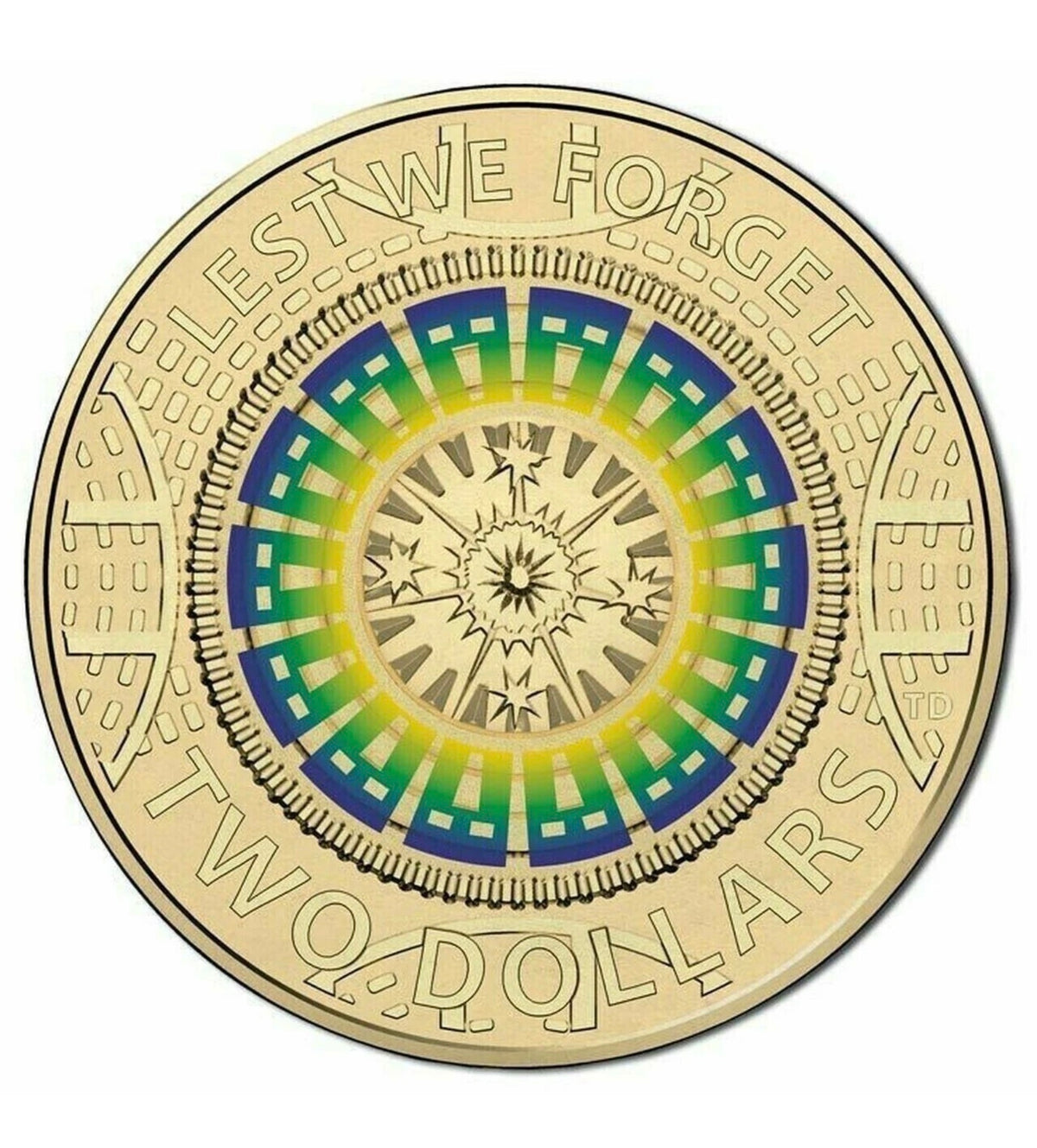 2017 Australian $2 Lest We Forget Mosaic Coloured Uncirculated Coin – Premium Lighthouse Capsule