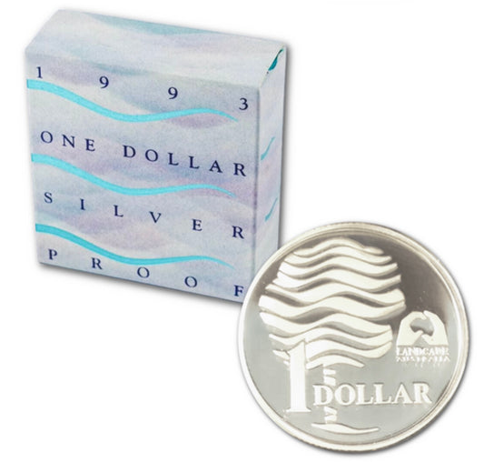 1993 Australian $1 Landcare Sterling Silver Proof Coin