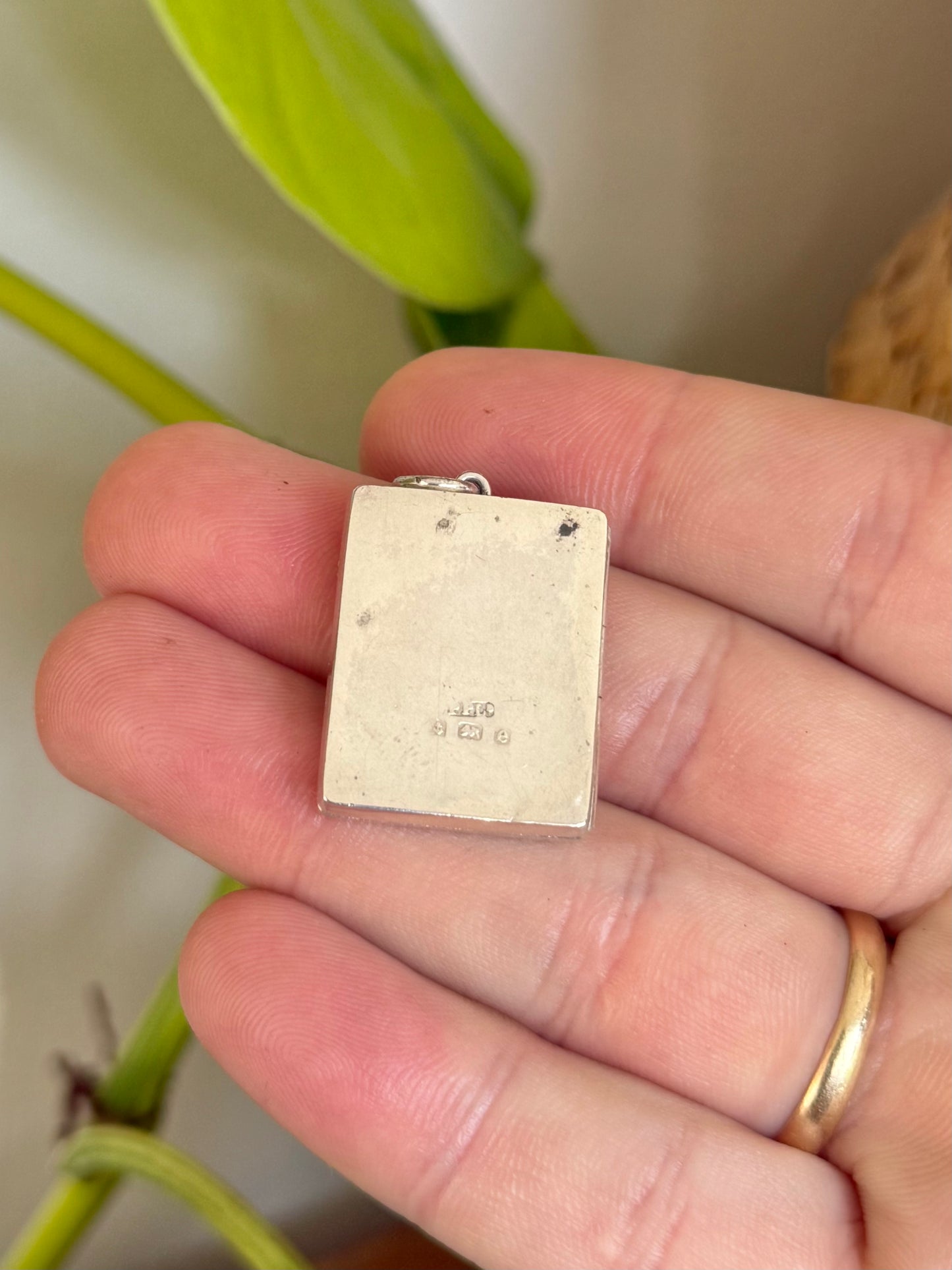 Antique 1904 Sterling Silver Horseshoe & Whip Locket – Engraved Book-Style