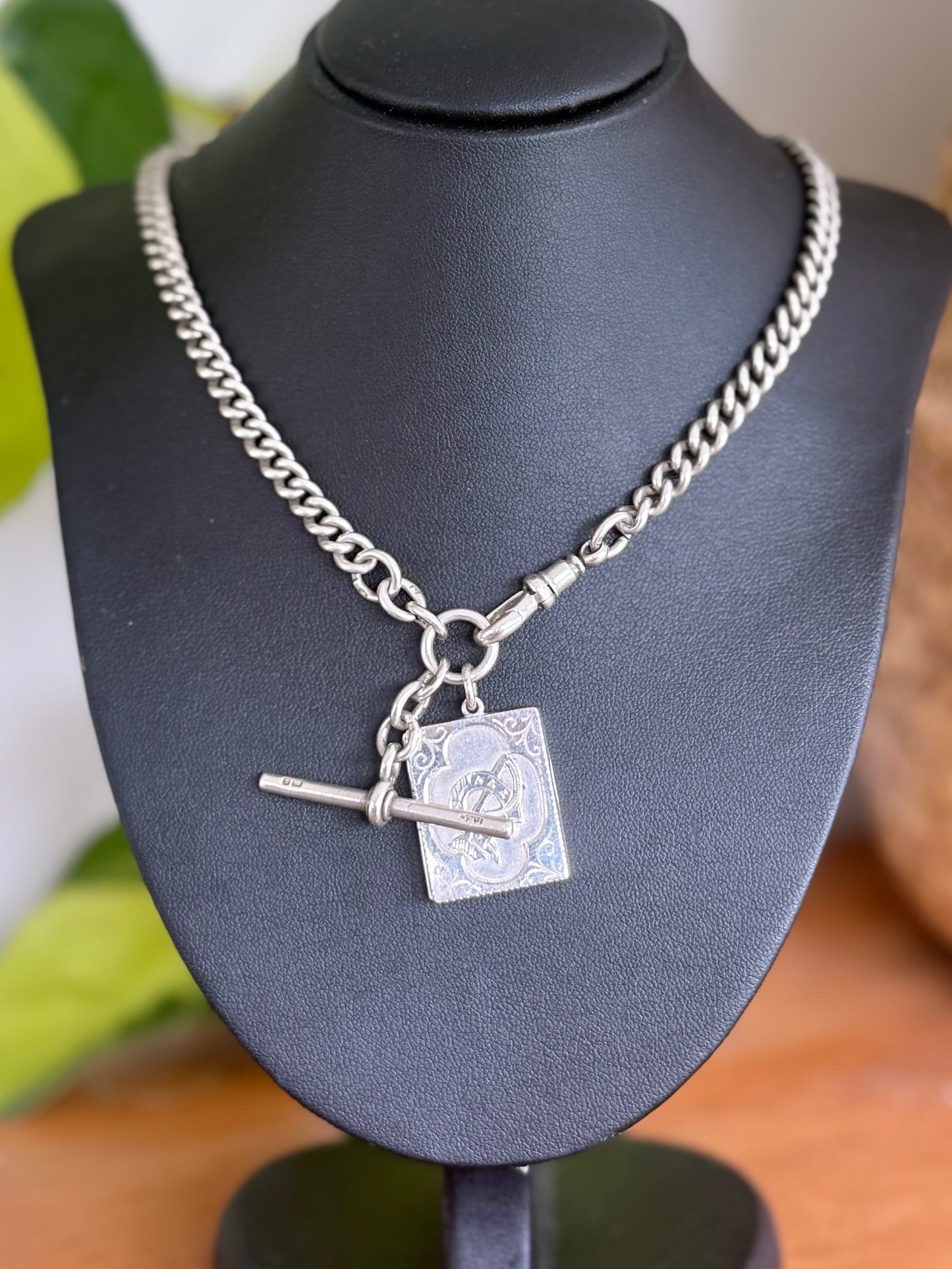 Antique 1904 Sterling Silver Horseshoe & Whip Locket – Engraved Book-Style