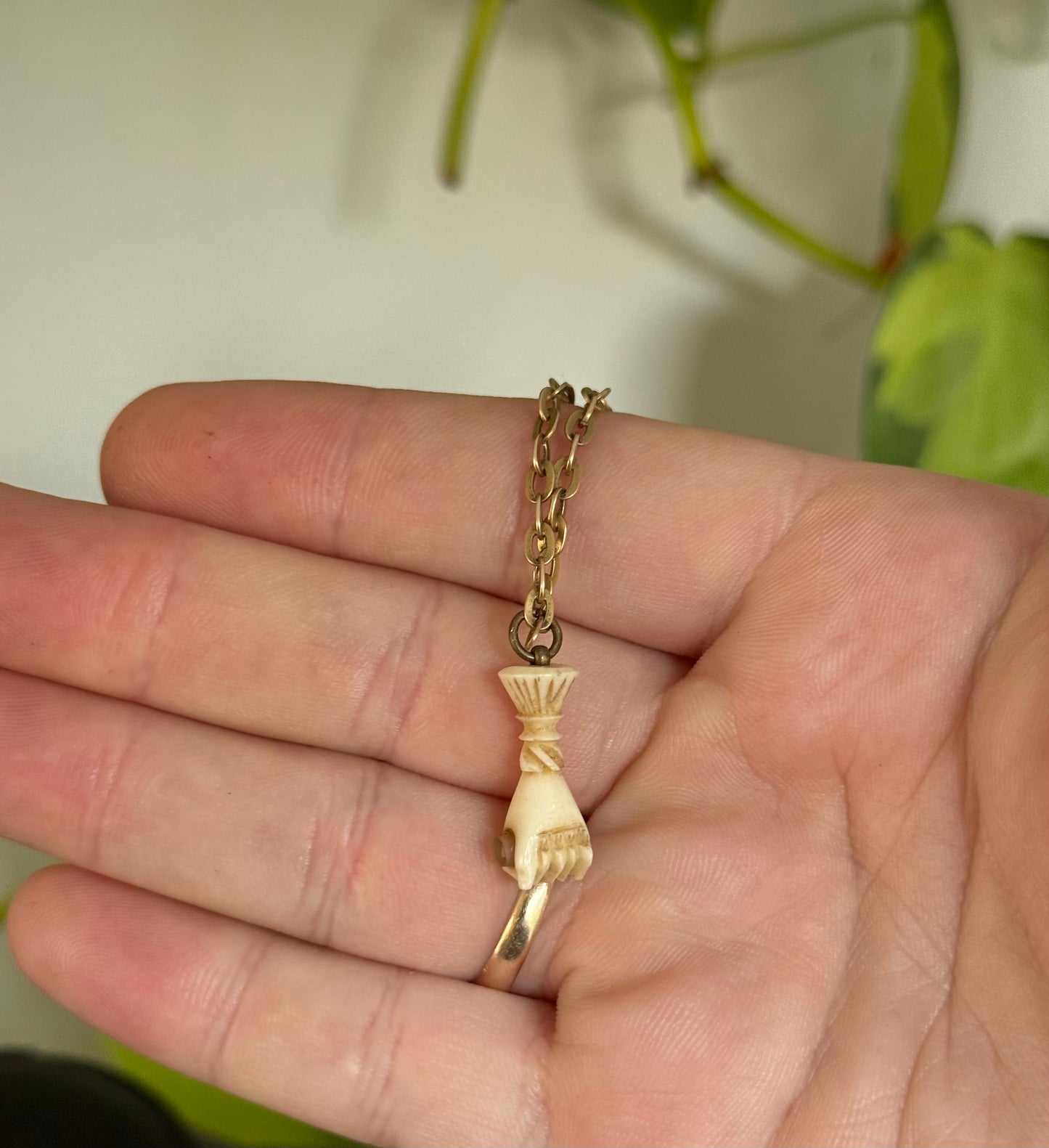 Antique Carved Bone Fist Stanhope Pendant – Notre Dame Image, c.1867