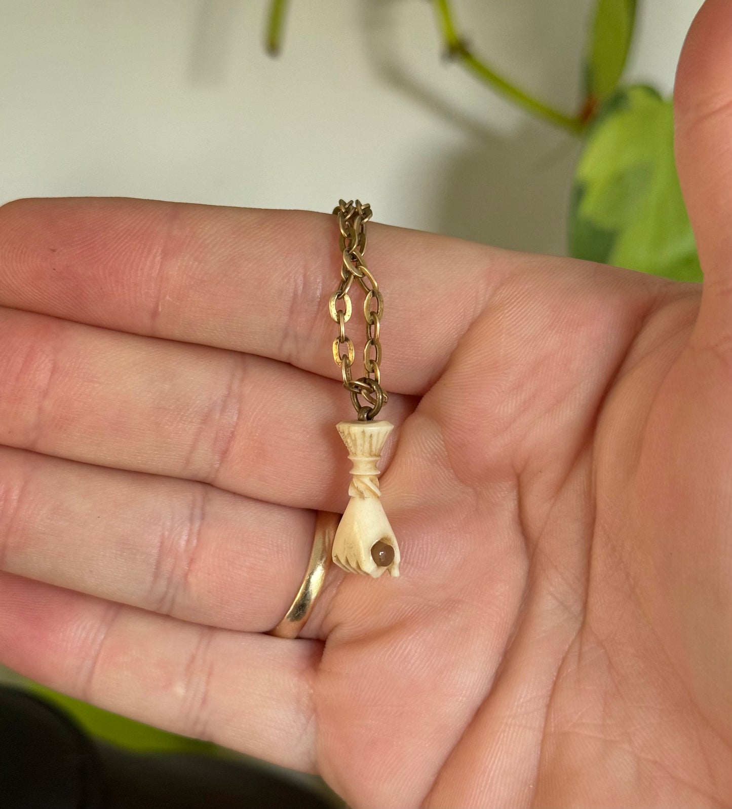 Antique Carved Bone Fist Stanhope Pendant – Notre Dame Image, c.1867