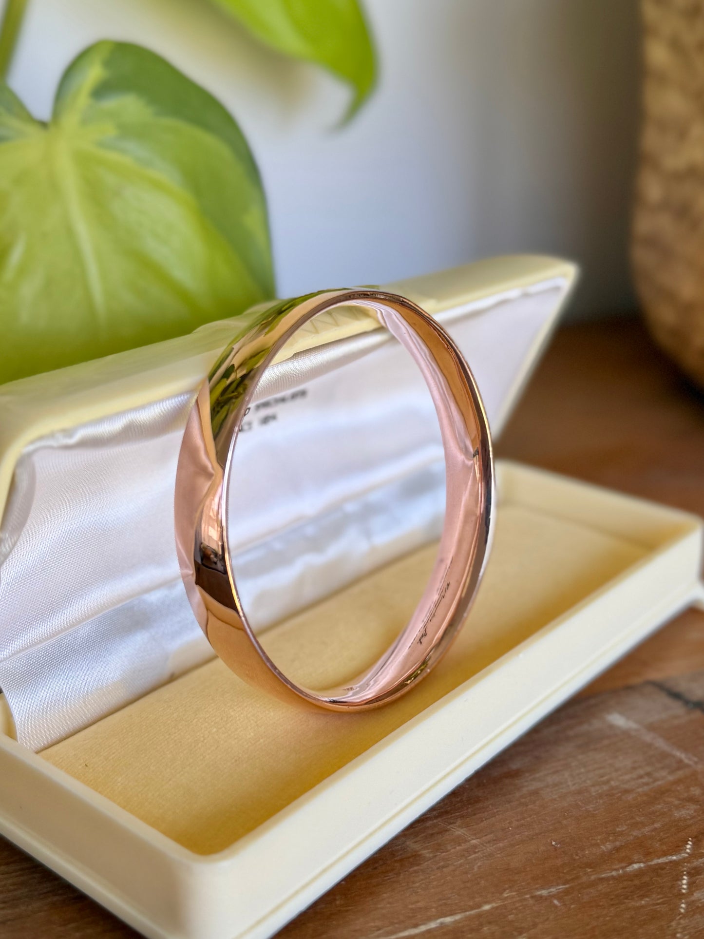Vintage 9ct Rose Gold Silver-Filled Bangle – Bold 10mm Wide Design