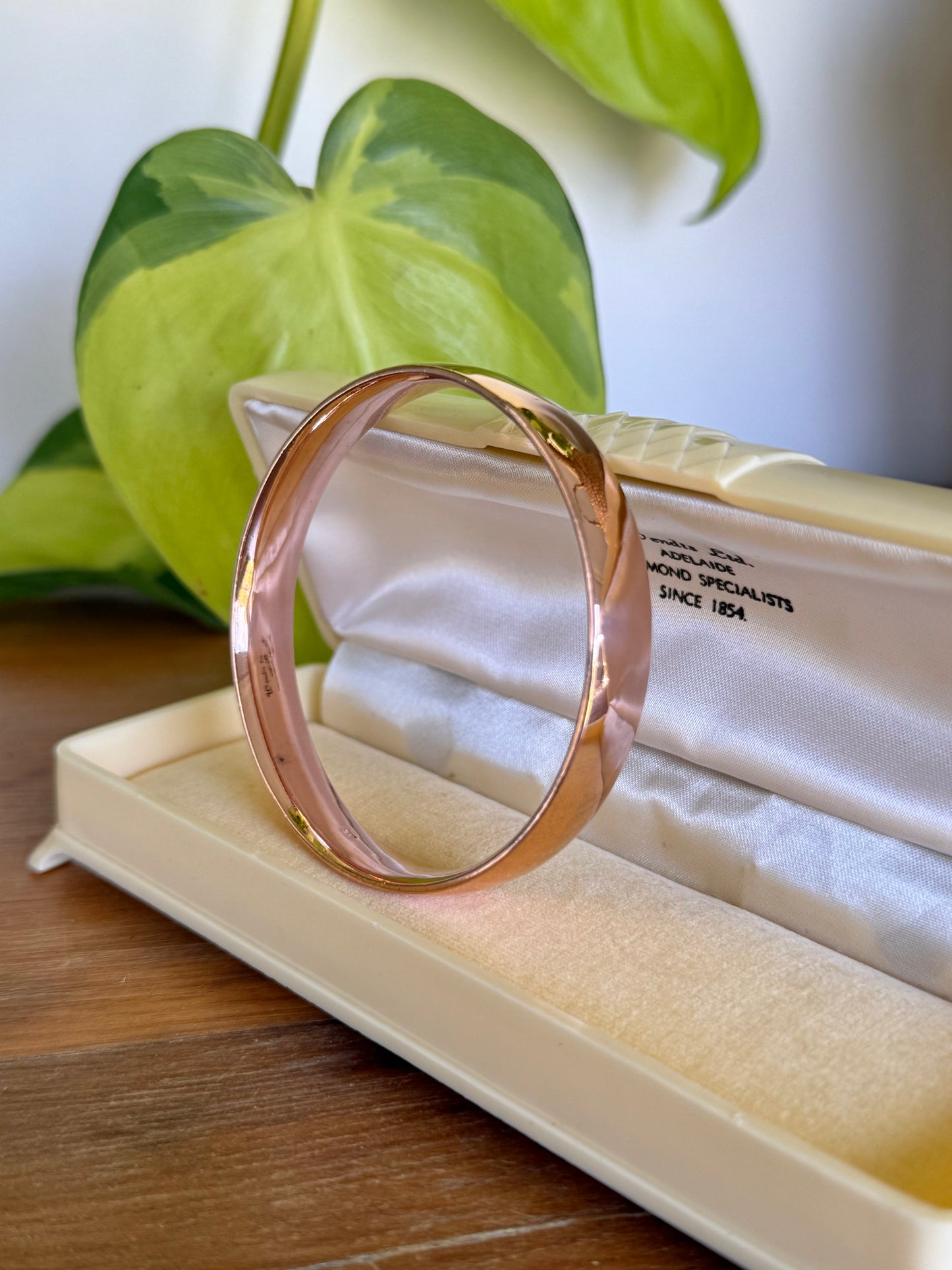 Vintage 9ct Rose Gold Silver-Filled Bangle – Bold 10mm Wide Design