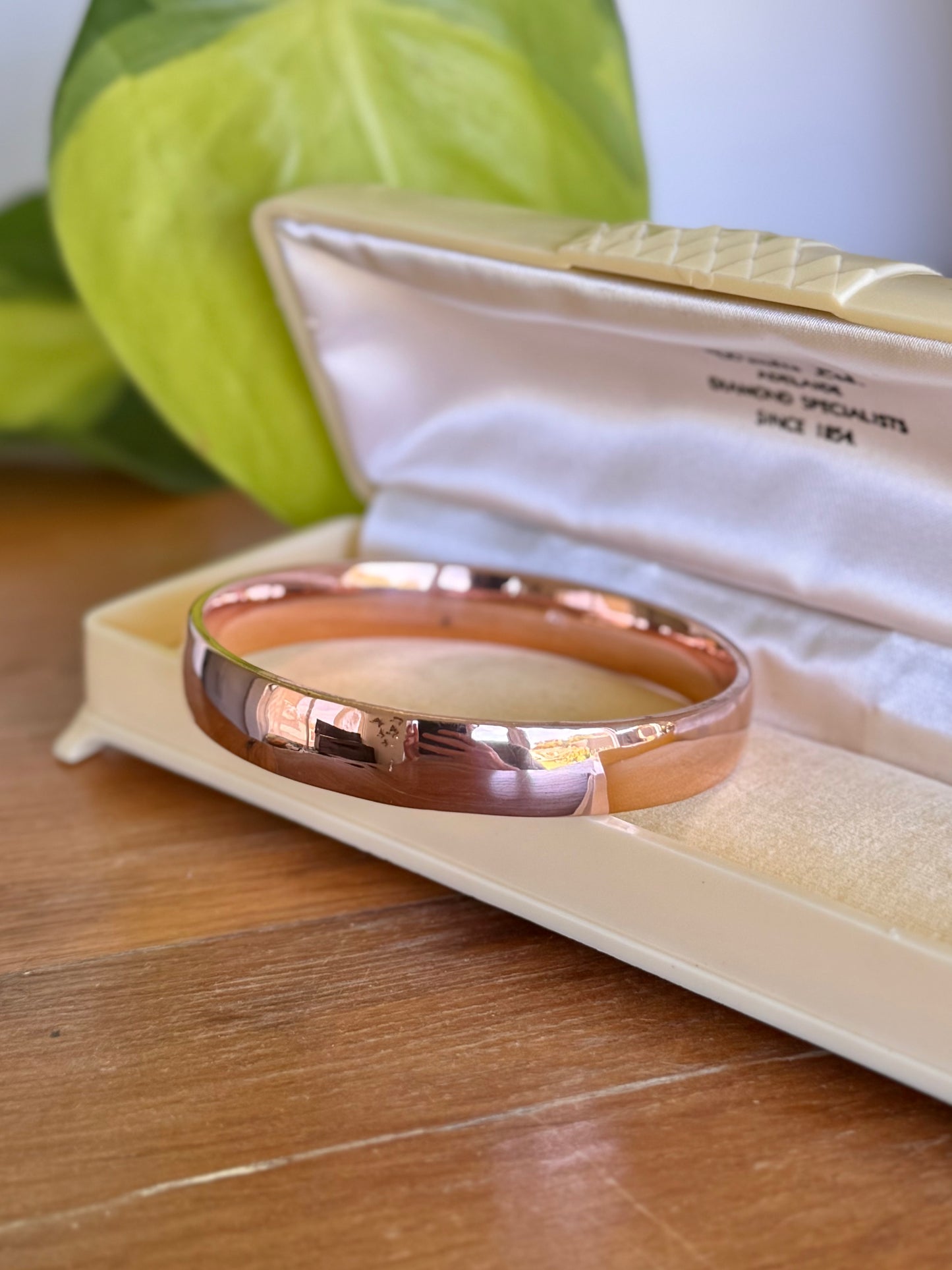 Vintage 9ct Rose Gold Silver-Filled Bangle – Bold 10mm Wide Design