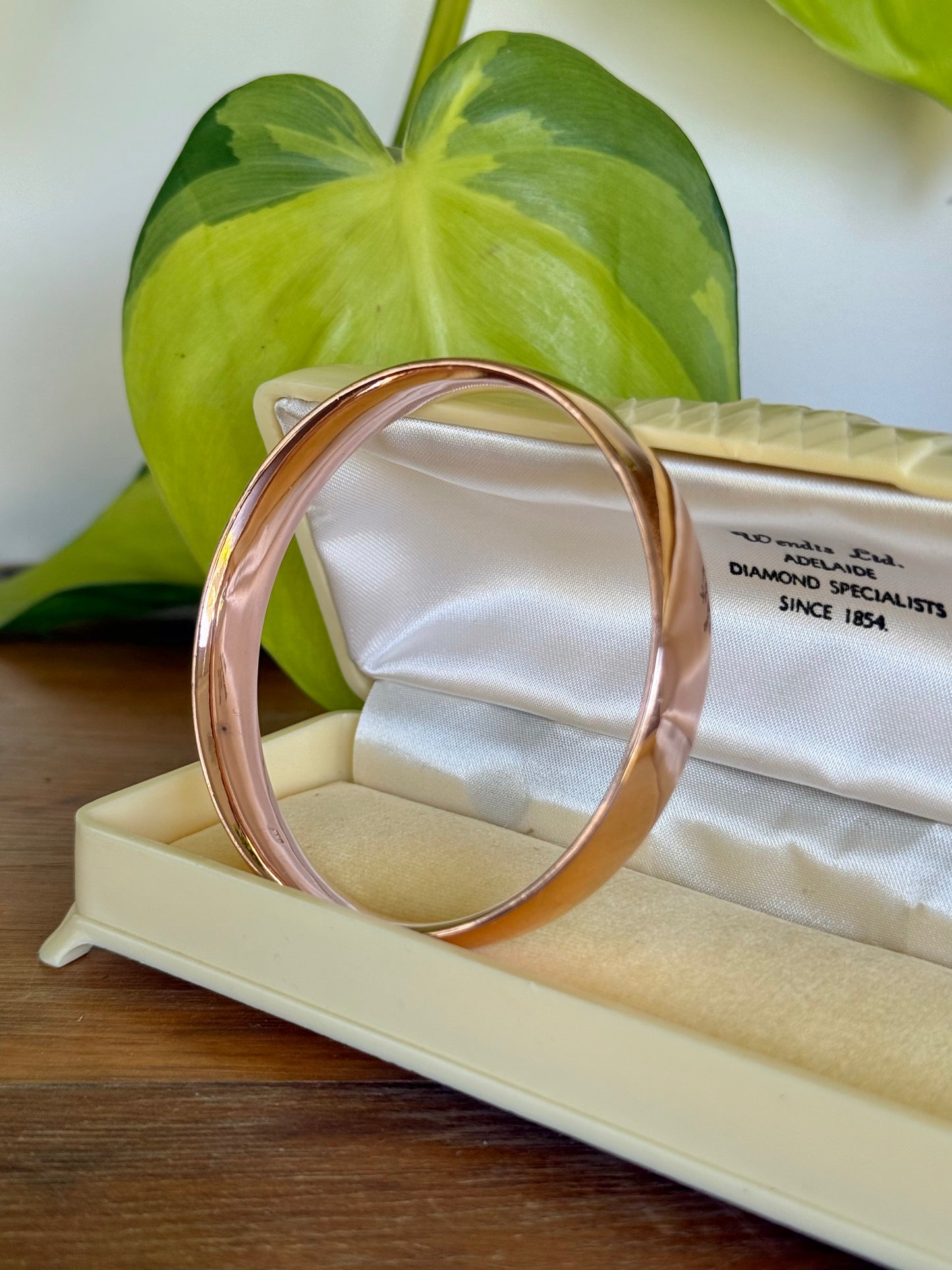 Vintage 9ct Rose Gold Silver-Filled Bangle – Bold 10mm Wide Design