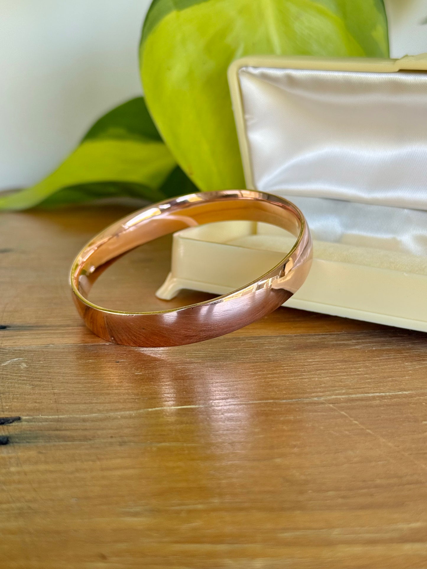 Vintage 9ct Rose Gold Silver-Filled Bangle – Bold 10mm Wide Design